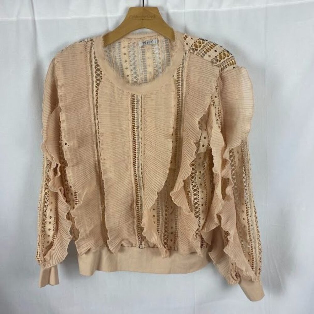 Why Dress Lace & Ruffles‎ Blush Knit Sweater Women's Medium.